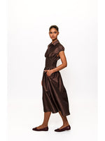 Load image into Gallery viewer, Trevy Smocked Waist Midi Dress in Brown
