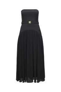 Carmel Strapless Drop-waist Maxi Dress in Black