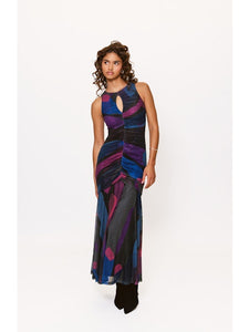 Julia Maxi Dress in Black Multi Mid Century