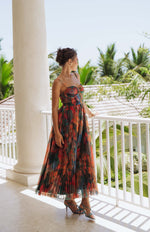 Load image into Gallery viewer, Brianna Gown in Teal Multi Overlay Hibiscus Floral

