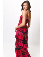 Load image into Gallery viewer, Freya Ruffle Maxi Dress in Oversized Pink Blooming Floral
