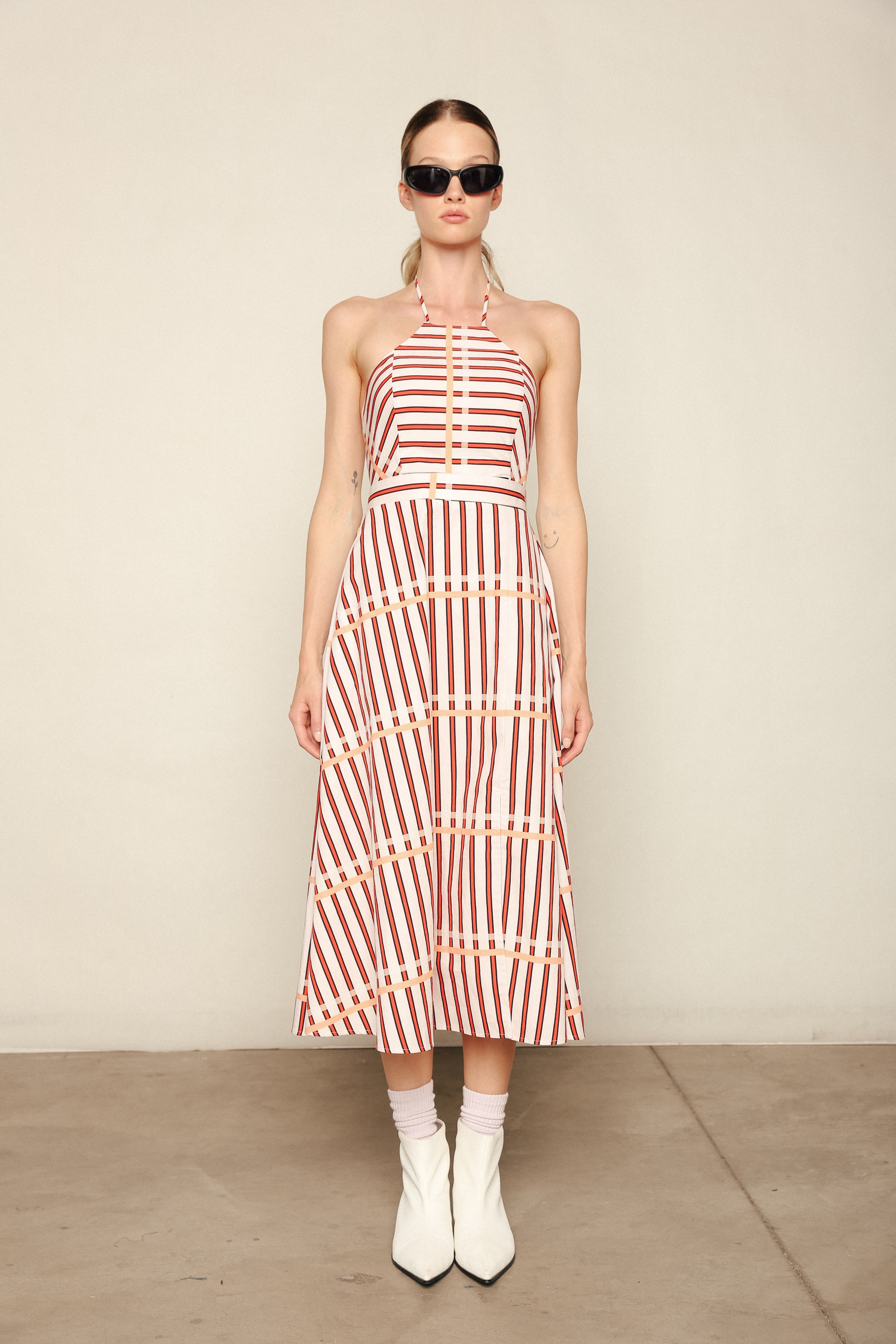 St. Tropez Midi Dress in Coral Reef Stripe