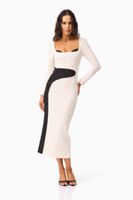 Load image into Gallery viewer, Paloma Long Sleeve Midi Dress in Black and White
