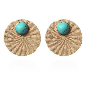 Iraca Turquoise Studs in Light Brown