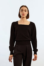 Load image into Gallery viewer, Square Neck Knit Sweater in Black
