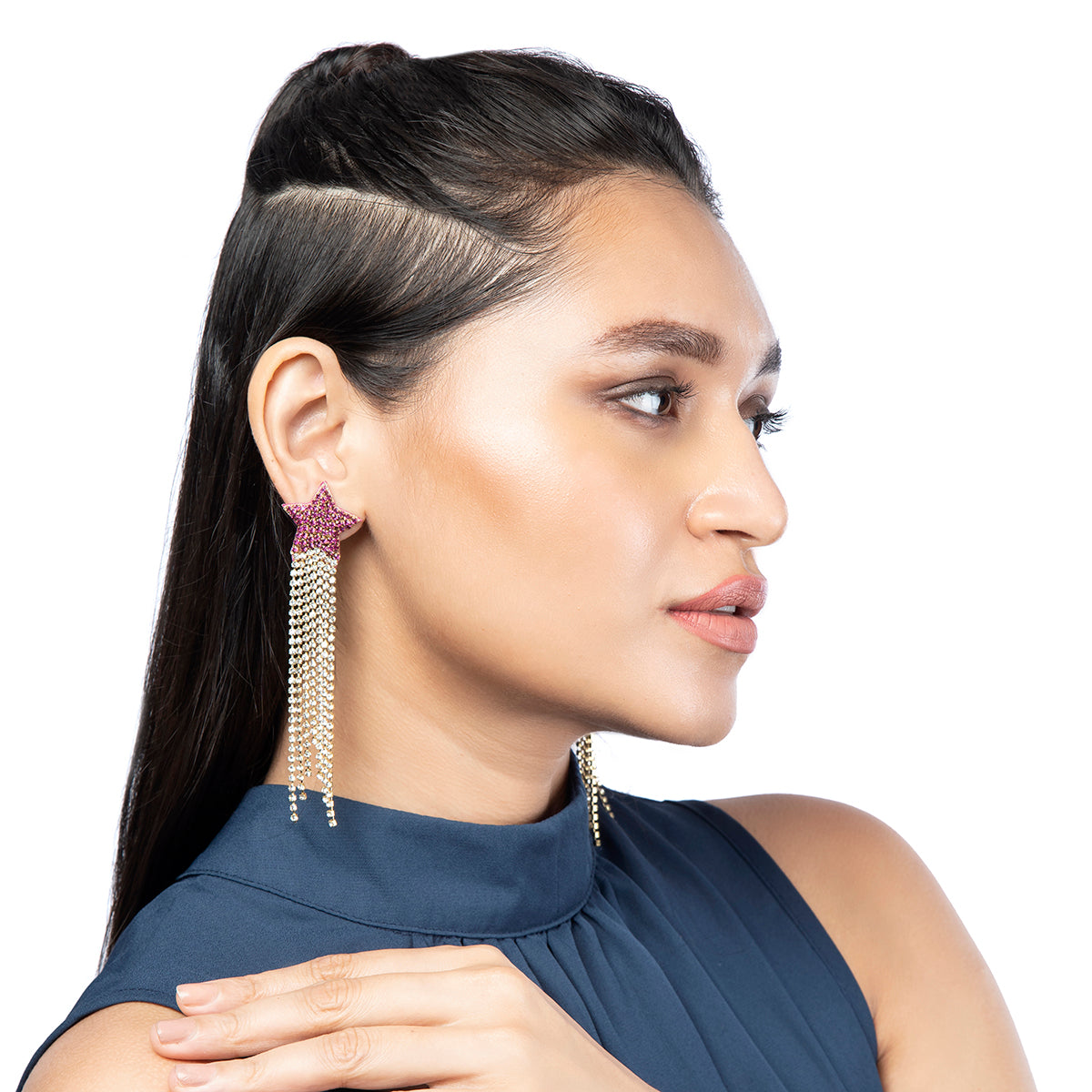 Evren Earrings in Fuchsia