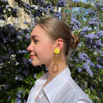 Load image into Gallery viewer, Anthemis L Resin and Sparkle Earring in Green
