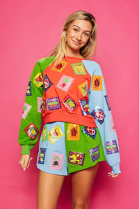 Colorblock Stamp Sweatshirt in Multi