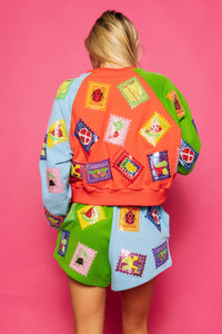 Colorblock Stamp Sweatshirt in Multi