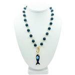Load image into Gallery viewer, Fish on a Hook Necklace in Midnight w/ Black Fish
