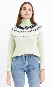 Rita Mock Neck Sweater in Mint Sage