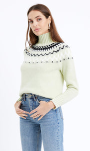 Rita Mock Neck Sweater in Mint Sage