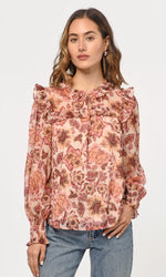 Load image into Gallery viewer, Eries Floral Blouse in Mulberry Nude
