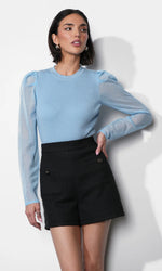 Load image into Gallery viewer, Honey Sheer Sleeve Sweater Top in Moonstone
