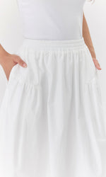 Load image into Gallery viewer, Ana Poplin A-Line Midi Skirt in White
