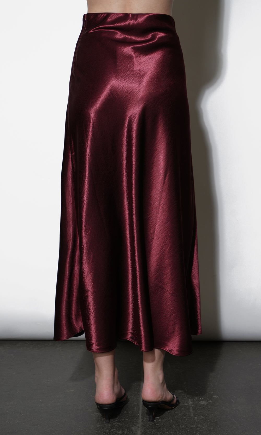 Paige Midi Slip Skirt in Dark Cherry