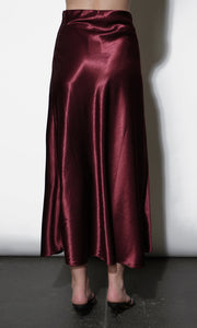 Paige Midi Slip Skirt in Dark Cherry