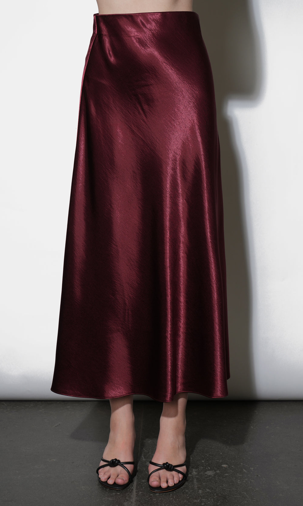 Paige Midi Slip Skirt in Dark Cherry