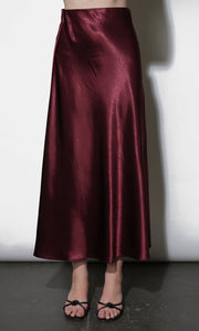 Paige Midi Slip Skirt in Dark Cherry