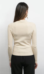 Load image into Gallery viewer, Bellamy Exposed Stitch Mock Neck Top in Cream
