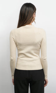 Bellamy Exposed Stitch Mock Neck Top in Cream