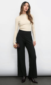 Bellamy Exposed Stitch Mock Neck Top in Cream