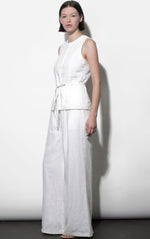 Load image into Gallery viewer, Hadley Linen Vest with Belt in White
