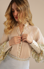Load image into Gallery viewer, Gabriele Blouse in Orange Border Blue
