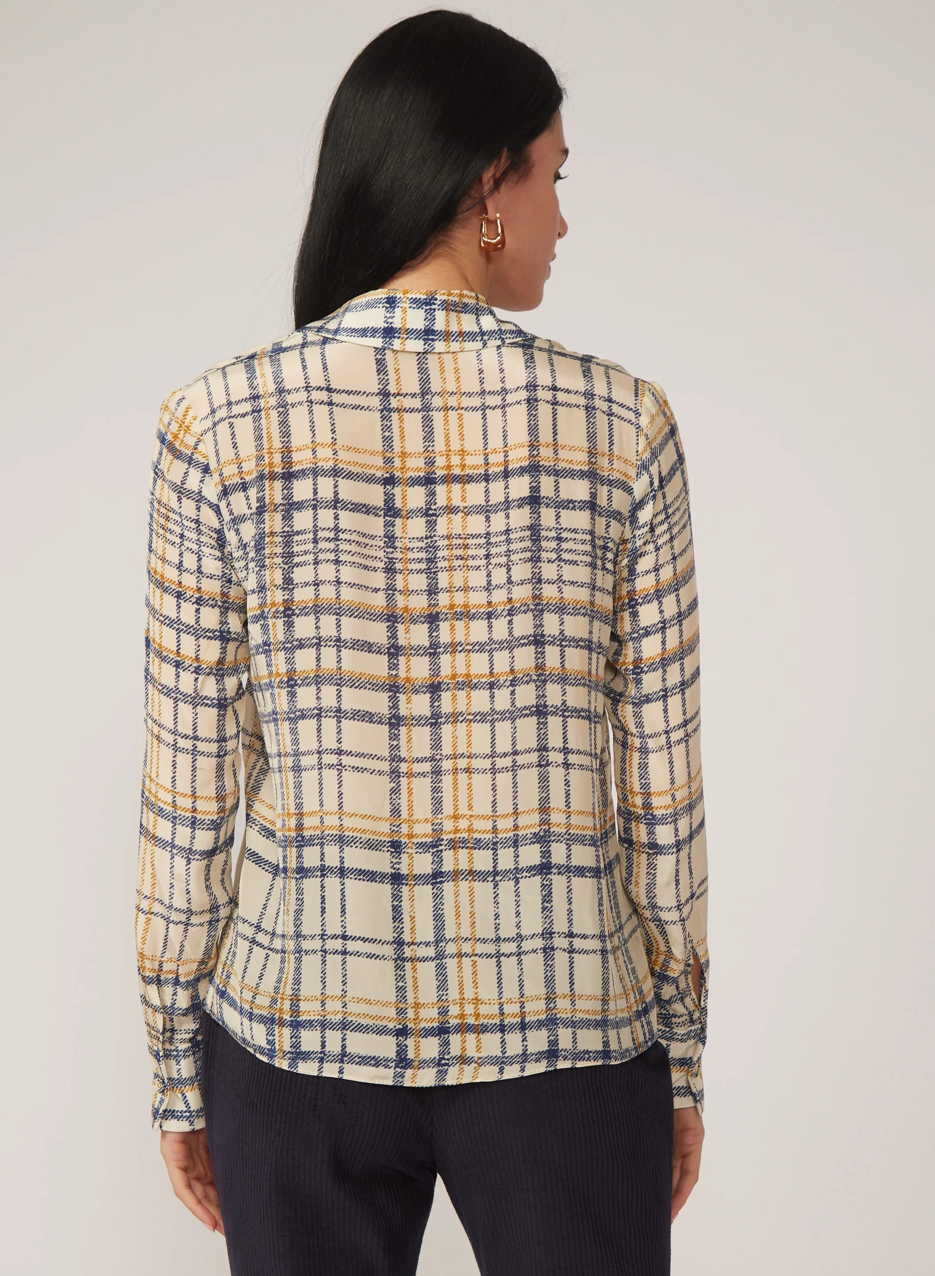 Troy Blouse in Off-White Plaid