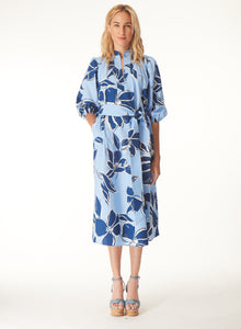 Alyssa Dress in Blue Graphic Floral