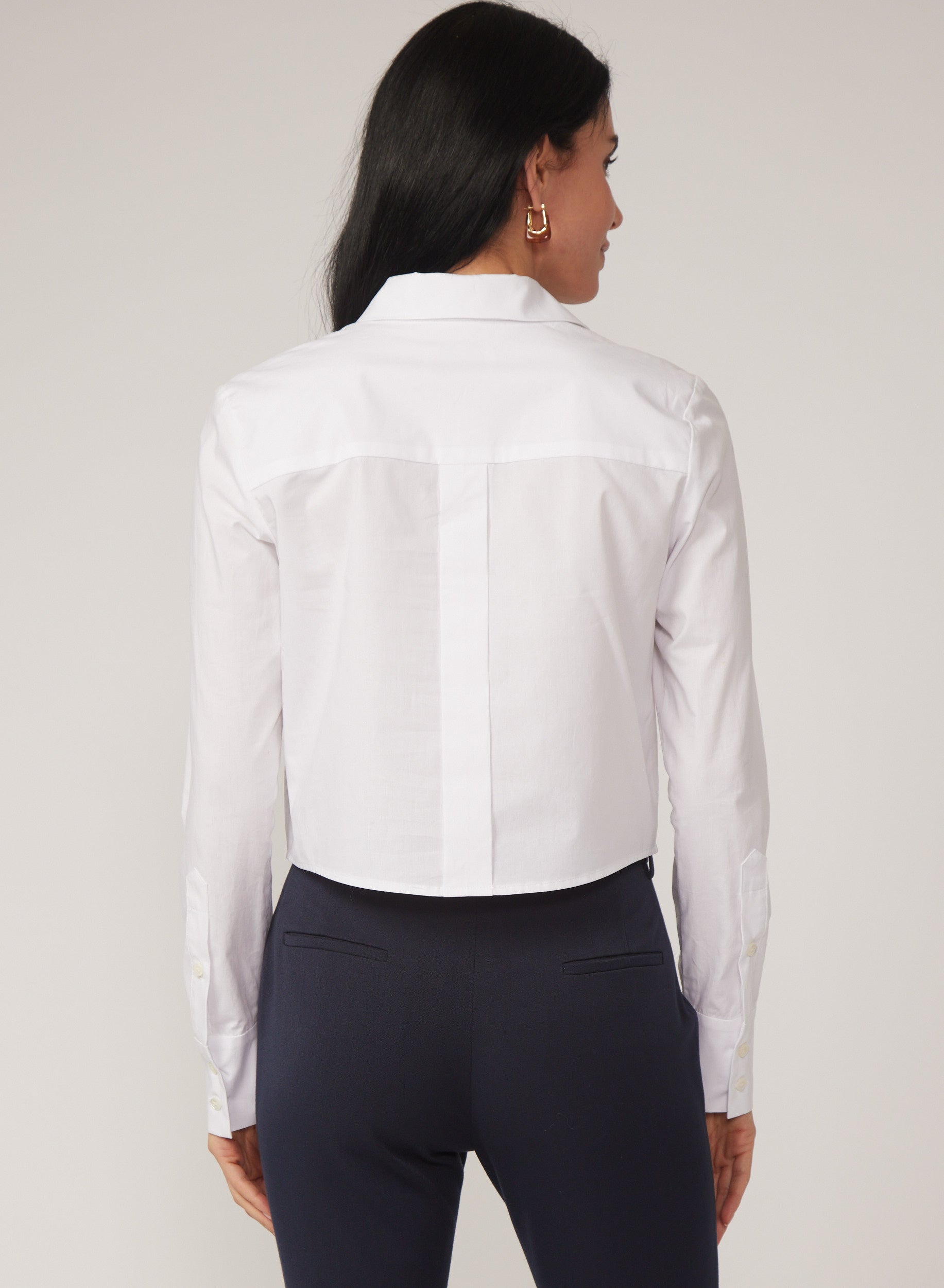 Madilyn Blouse in White Cotton Stretch Poplin