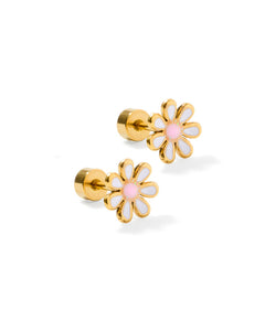 Screwback Stud Earrings in White Elsie