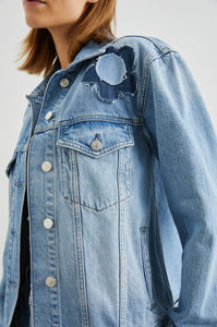 Grove Boyfriend Trucker Jacket in Indigo Bloom