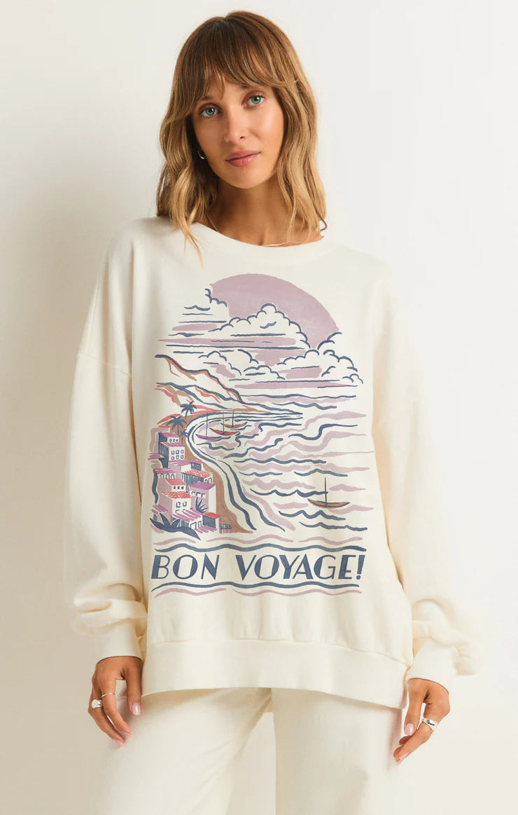 Bon Voyage Sunday Sweatshirt in Sea Salt