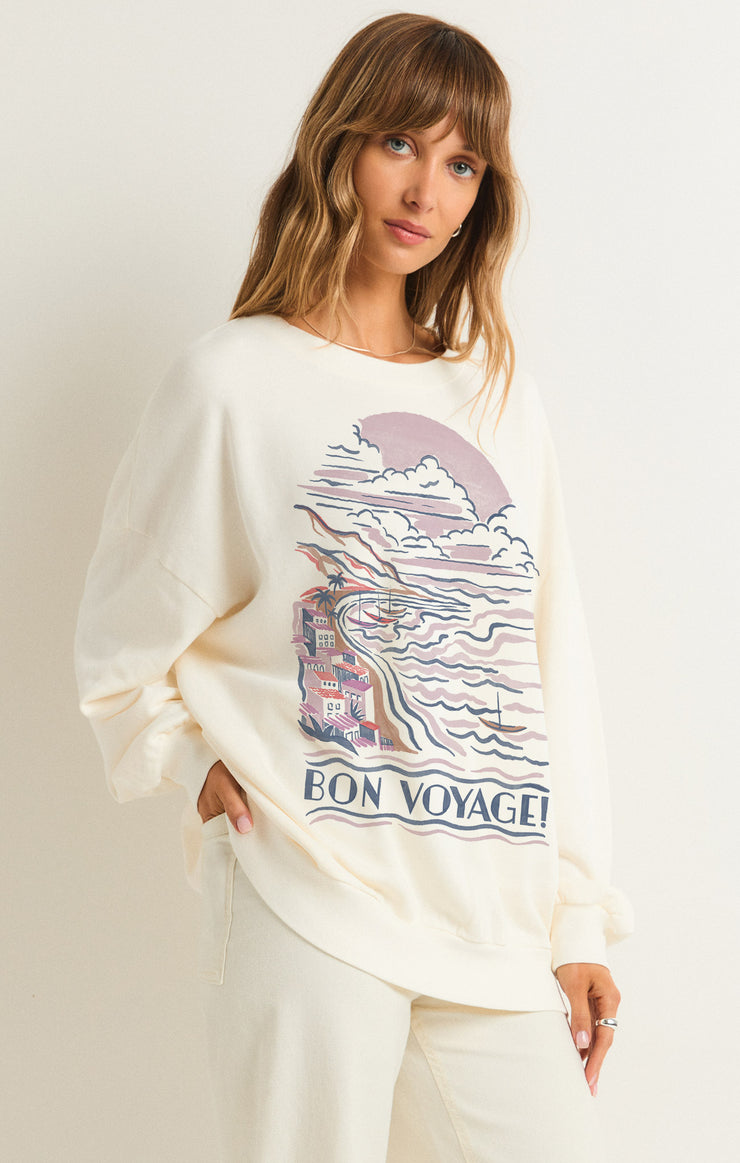 Bon Voyage Sunday Sweatshirt in Sea Salt