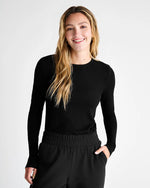 Load image into Gallery viewer, Isabella Eyelash Shimmer Long Sleeve Top in Black
