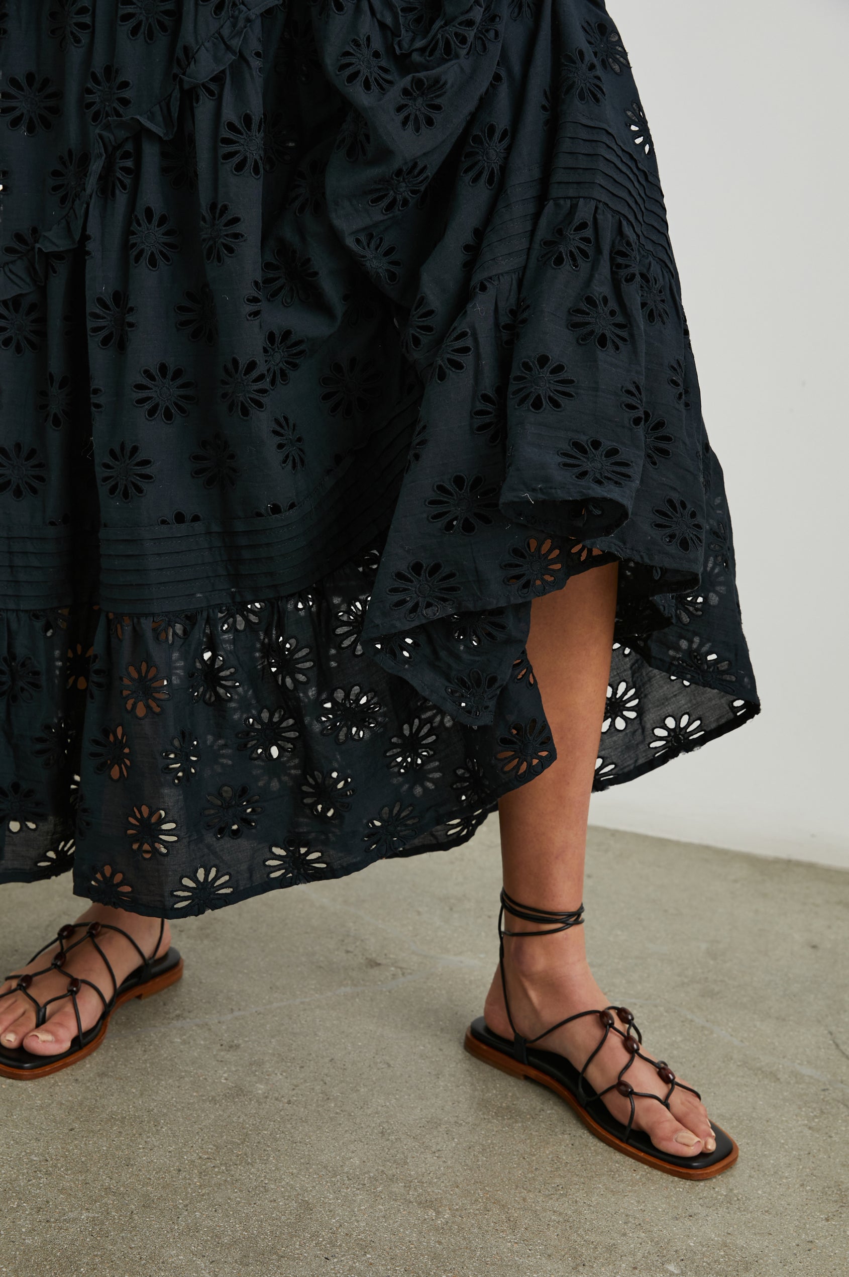 Henrietta Floral Eyelet Maxi Dress in Black