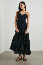 Load image into Gallery viewer, Henrietta Floral Eyelet Maxi Dress in Black
