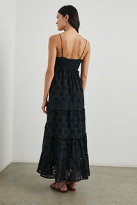 Henrietta Floral Eyelet Maxi Dress in Black