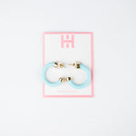 Load image into Gallery viewer, Mini Hoops in Surf Blue with Pearls
