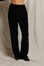 Load image into Gallery viewer, Holly Velour Wide Leg Sweatpant in Black
