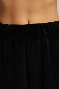 Holly Velour Wide Leg Sweatpant in Black