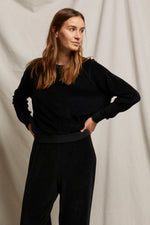 Load image into Gallery viewer, Stella Velour Shrunken Raglan Sweatshirt in True Black
