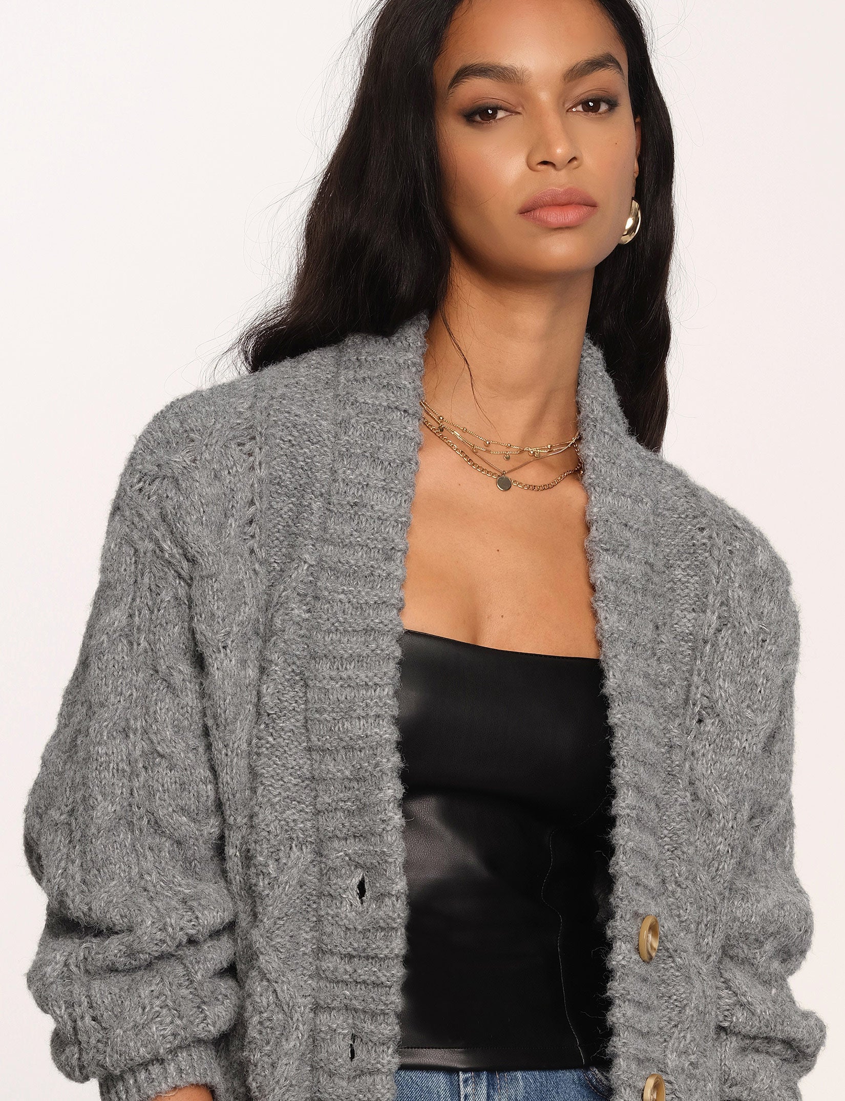 Olea Cardigan in Heather Grey