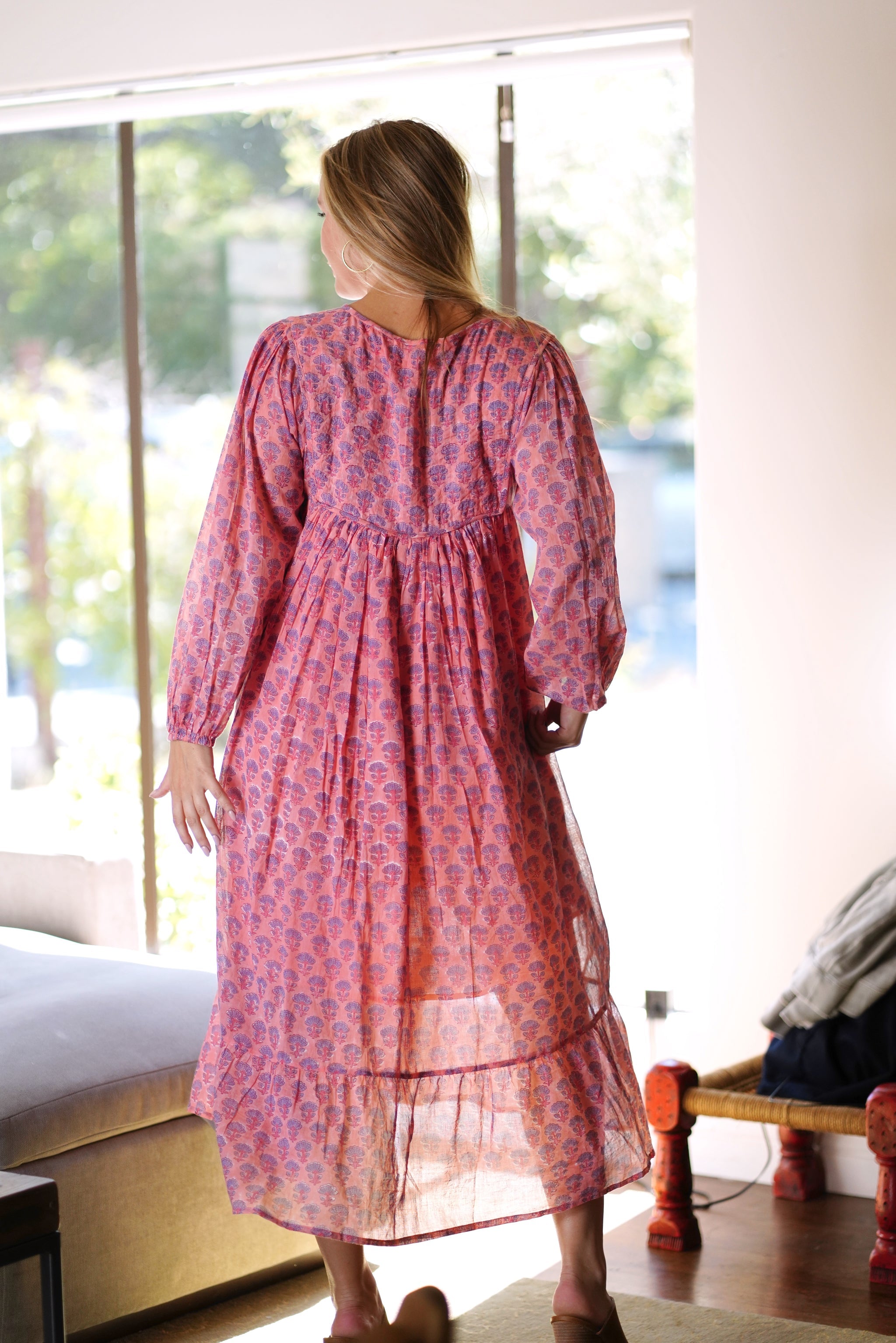 Vida Midi Dress in Coral