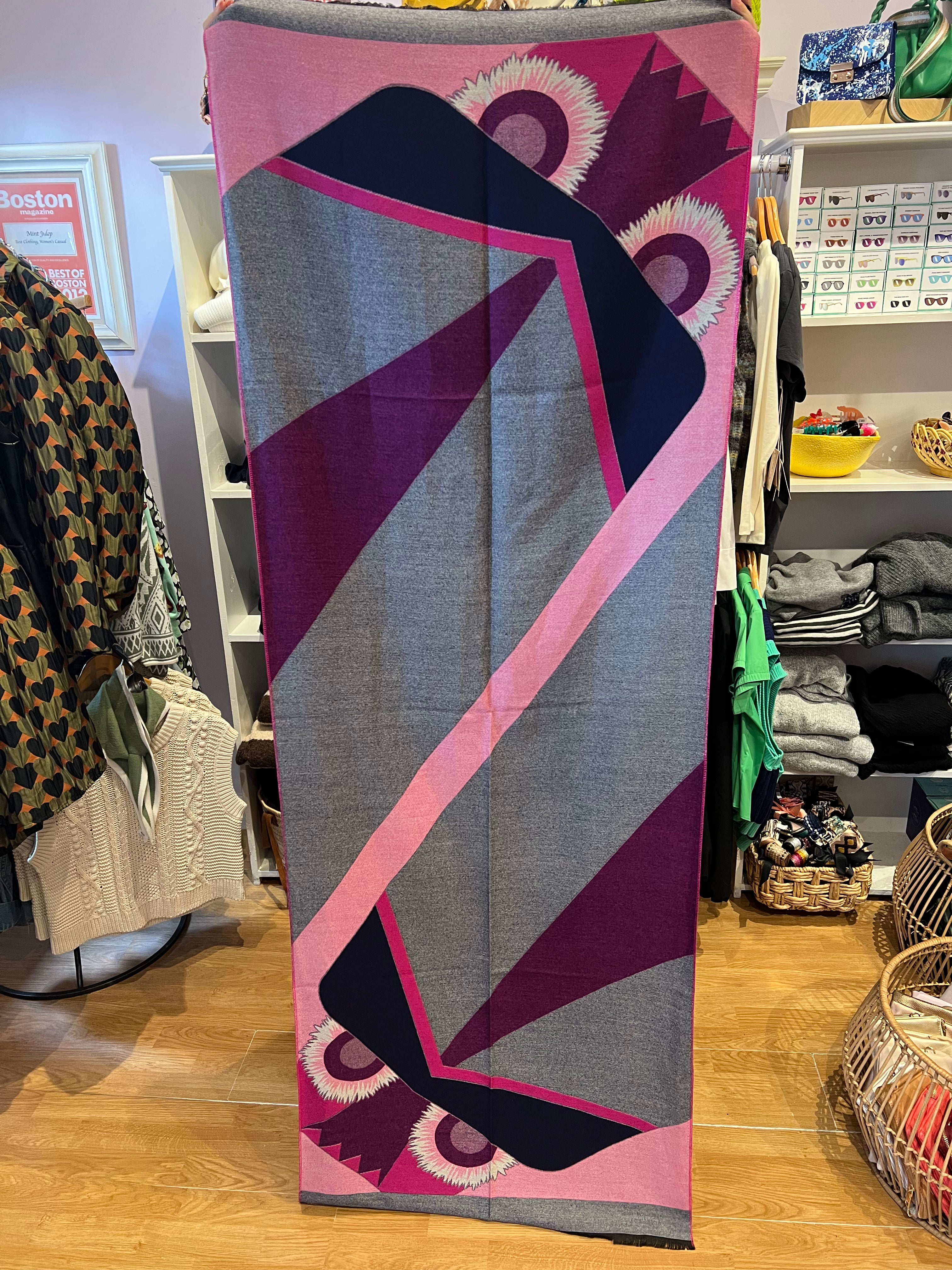 Abstract Sunflower Scarf in Magenta