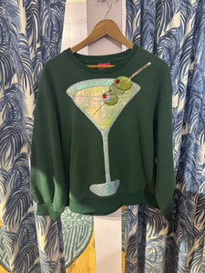 Metallic Martini Sweatshirt in Olive Green