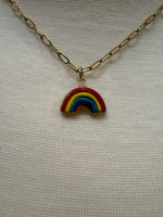 Load image into Gallery viewer, Rainbow Charm on Gold Paperclip Chain
