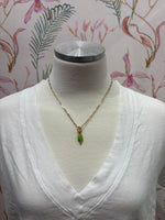 Load image into Gallery viewer, Green Lightning Bolt Charm on Gold Paperclip Chain w/ Carabiner
