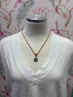 Load image into Gallery viewer, Blue Horse Portrait Charm on Gold Spiga Chain w/ Carabiner
